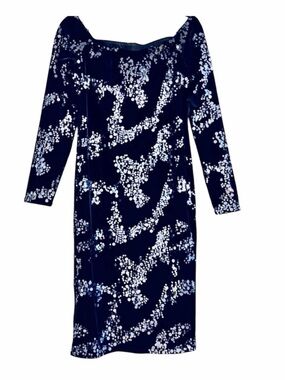Eliza J Black Velvet Silver Sequin Long Sleeve Dress Size 6